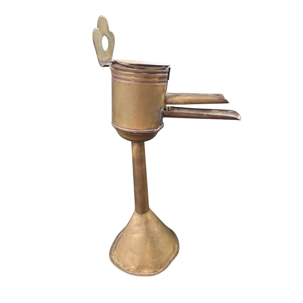 Dutch Brass Whale Oil Lamp Antique c1700s to 1800s